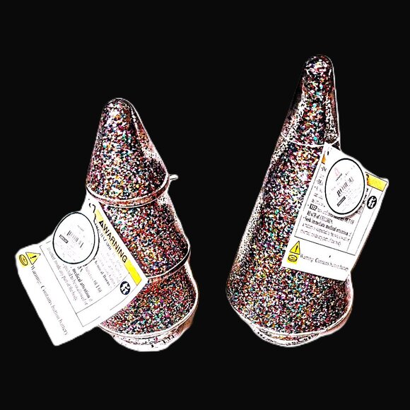 Target Christmas 2024 Glittered-Filled LED LIGHTED Glass Trees Set of 2 NEW wTAG - Picture 12 of 12